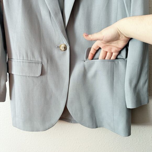 Madewell Larsen Drapeweave Single
Button Tailored Jacket Blazer Overcast Blue XS - Picture 8 of 12